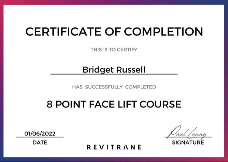 Eight Point Face Lift Qualification Certificate